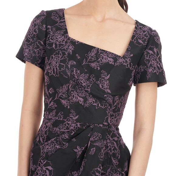 NWT Kay Unger Roslyn Floral Jacquard Gown Black & Lavender Women's Size 12 - Picture 2 of 15